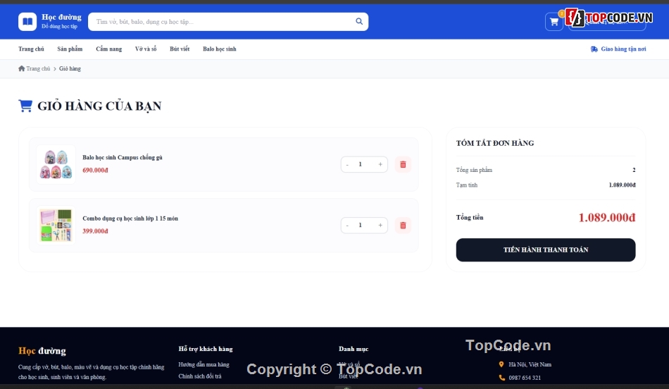 học tập,đồ án học tập,Website bán đồ dùng